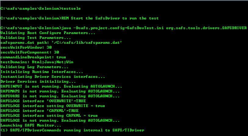 SAFS Selenium Console