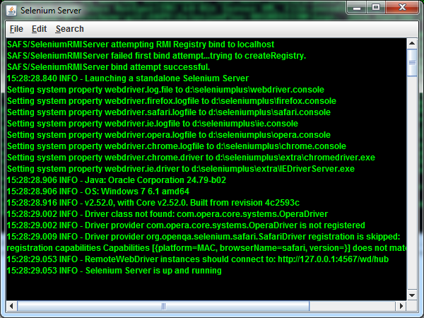 Selenium Standalone Server Runner Screenshot
