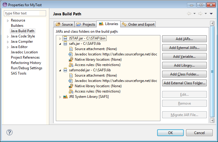 Eclipse Java Build Path Dialog