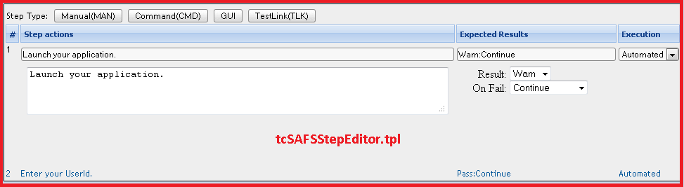 SAFS TestLink StepEditor